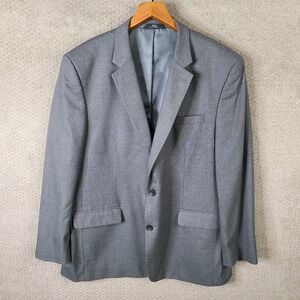 JM Haggar Jacket Mens 48L Gray Blazer Classic Fit Stretch 2 Button Suit‎ Coat